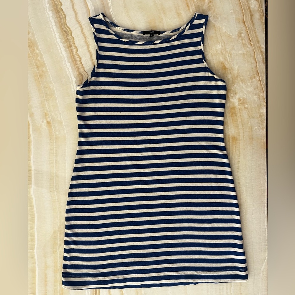 Tart Nautical Stripe Sleeveless French Terry Cover Up Dress L